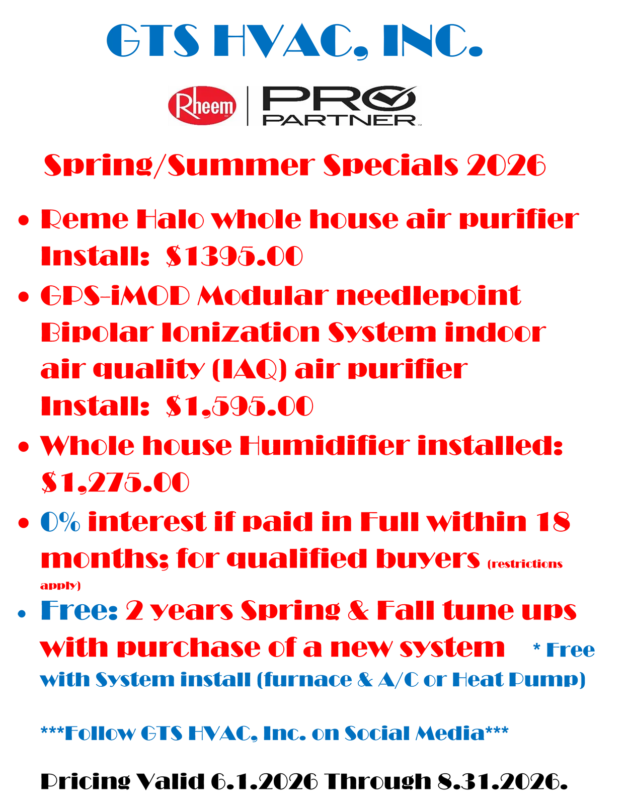 Spring/Summer Specials 2026