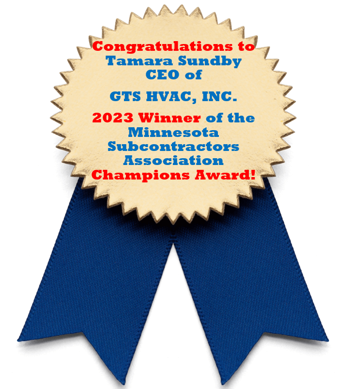 Tamara Sundby CEO of GTS HVAC Inc. Champion Award